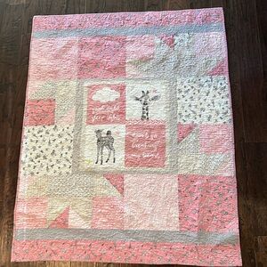 adorable pink safari themed baby/ crib quilt